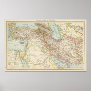 Pôster Vorderasien, menor de Persien - de Ásia e mapa de
