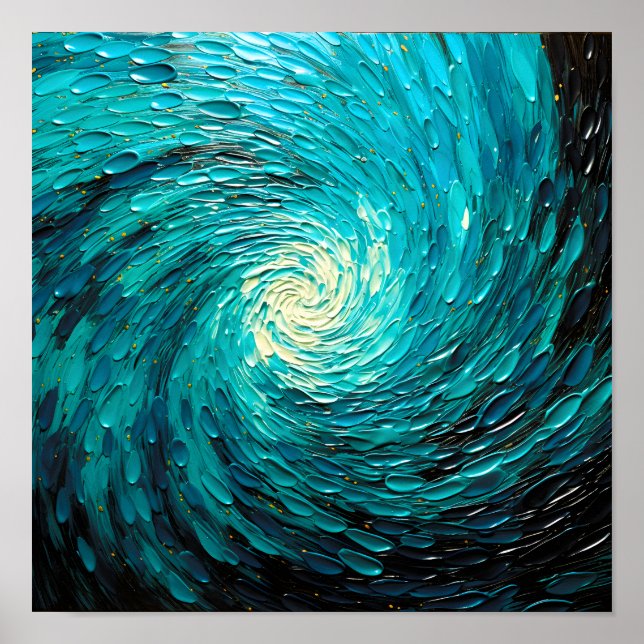 Poster Vórtice Abstrato de Oceano Turquesa (Frente)
