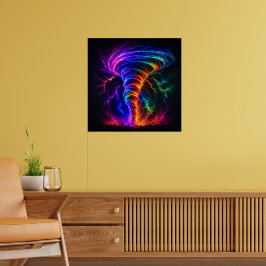 Poster Vórtice de Energia Arco-íris Vibrante Tornado Elét