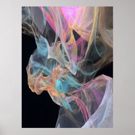 Poster Vórtice de Fio Iridescente Turquesa Magenta