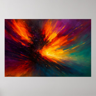 Poster Vórtice de Luz - Tempestade de Fogo Abstrata em Mo