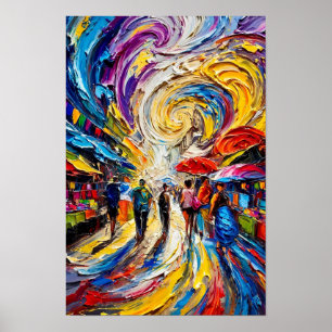 Poster Vórtice de Mercado - Rua Colorida Giratória - Impa