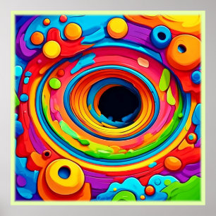 Poster Vórtice Psicodélico Abstrato Colorido