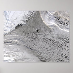 Pôster Vortices da nuvem fora da ilha de janeiro Mayen