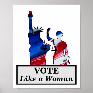 Poster VOTA Como uma Estátua de Mulher da Liberdade Senh
