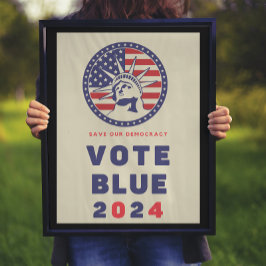 Poster Votar Democracia Votação Azul 2024