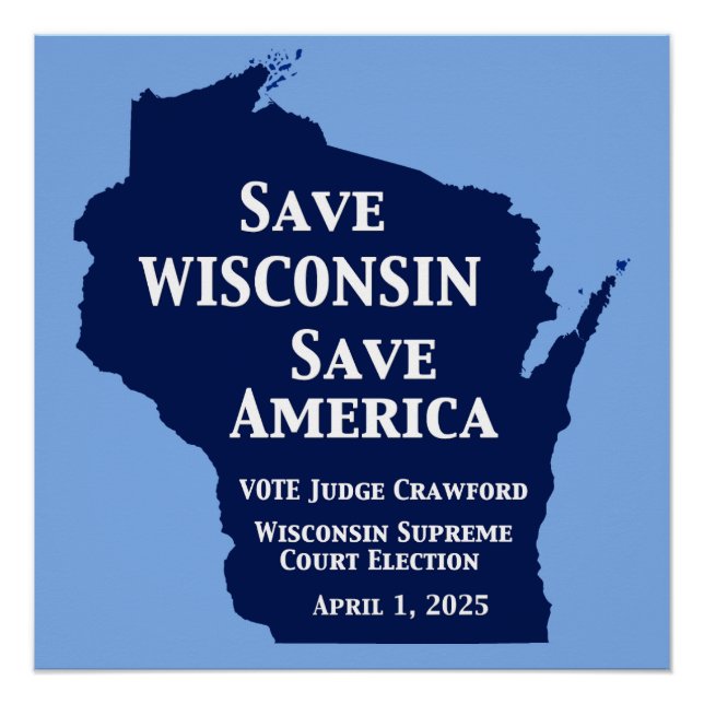 Pôster Vote Crawford para o Supremo Tribunal de Wisconsin (Frente)