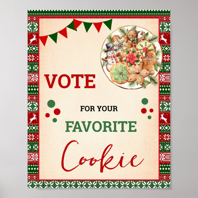 Poster Vote for Your Favorite Cookies Christmas Sign (Frente)
