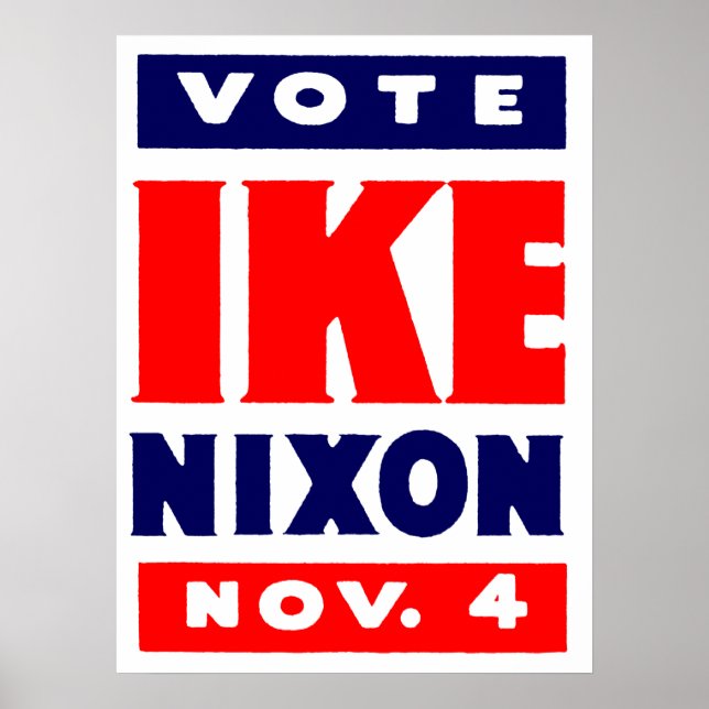 Pôster Vote Ike, Nixon em 1952 (Frente)