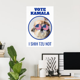 Poster Vote Kamala EUA bandeira Shih Tzu Não é um cachorr