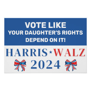 Pôster Vote nos Direitos da Filha Harris Walz 2024