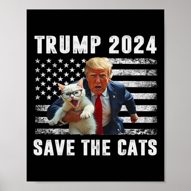 Poster Vote Trump 2025 Funny Save The Cats  (Frente)