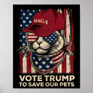 Poster Vote Trump Para Salvar O Nosso Pets 2024 American