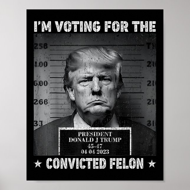 Poster Voto A Favor Do Condenado Felon Funny Trump 2024 (Frente)