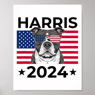 Poster Voto Eleitoral Kamala Harris 2024 Cachorro Pitbull