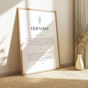 Poster Votos de Casamento Personalizados Florais Minimali