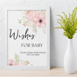 Poster Votos Florais Rosa para Sinais Bebês