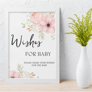 Poster Votos Florais Rosa para Sinais Bebês