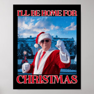 Poster Vou Estar Em Casa Para Papais noeis De Natal Engra