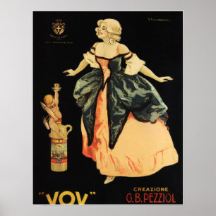 Poster VOV 1900 PEZZIOL PADOVA Álcool Italiano Antigo