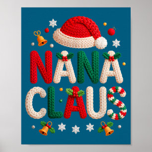 Poster Vovó Claus Design Tecido Avó Família Mamãe