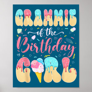 Poster Vovó da garota de aniversário gotejamento de sorve