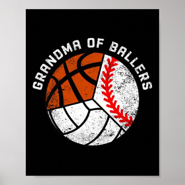 Poster Vovó De Balas Diversão De Baseball Basketb (Frente)