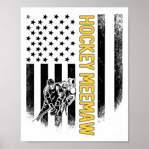 Poster Vovó de Hockey Bandeira Americana Jogadora de Hock