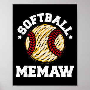 Poster Vovó de Softbol Angustiado Vintage Engraçado Dia d