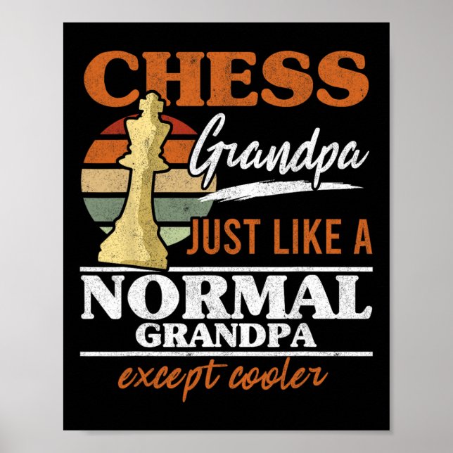 Poster Vovô De Xadrez Como Um Xadrez Normal De Avô (Frente)
