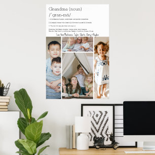Poster Vovó Definição Personalizada 4 Colagem de Fotos