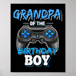 Poster Vovô Do Jogo De Vídeo De Jovem De Aniversário Bi