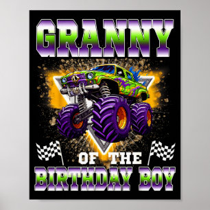 Poster Vovó Do Menino Do Aniversário Caminhão Monstro Ani