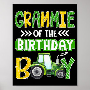 Poster Vovó Do Menino Do Trator De Aniversário Caminhões
