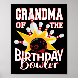 Poster Vovó Do Partido Birthday Bowler Kid Boliche