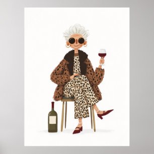 Poster Vovó fabulosa no estilo Leopard