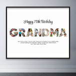 Poster Vovó Fotografia Colagem Palavra Letra Cutout Anive<br><div class="desc">Celebre os momentos especiais com sua avó com este design de Colagem de Fotos da Vovó. Esta design personalizável é perfeita para criar um presente personalizado e sincero para a celebração de Dia de as mães e aniversário. Artesanato uma bela colagem com a palavra GRANDMA, apresentando momentos queridos, criando uma...</div>