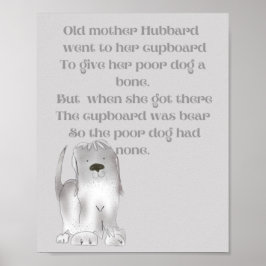 Poster Vovó Hubbard fofa diversão em cartoon cinza