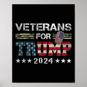 Poster Vovô pai Veteranos Para Trump 2024 American Flag
