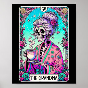 Poster Vovó Tarot Card Skeleton Dia de as mães Witch