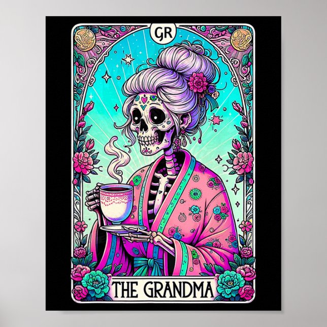 Poster Vovó Tarot Card Skeleton Dia de as mães Witch (Frente)