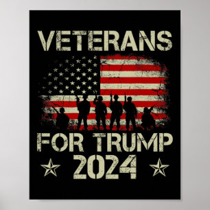 Poster Vovô Veteranos Para Trump 2024 American Flag 4th