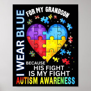 Poster Vovô Vovó Eu Uso Azul Pelo Meu Neto Autismo