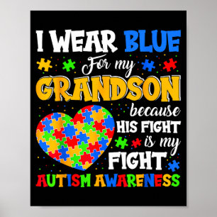 Poster Vovó Vovô Eu Uso Azul Pelo Meu Neto Autismo