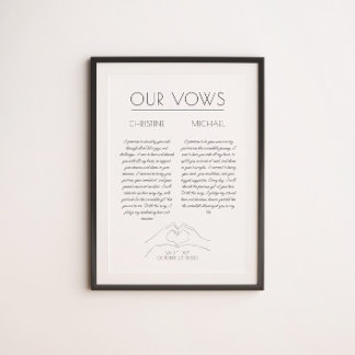 Poster Vows de casamento | Presente no primeiro aniversár