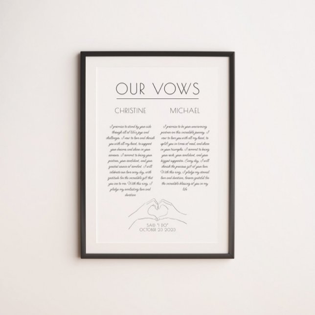 Poster Vows de casamento | Presente no primeiro aniversár (Criador carregado)