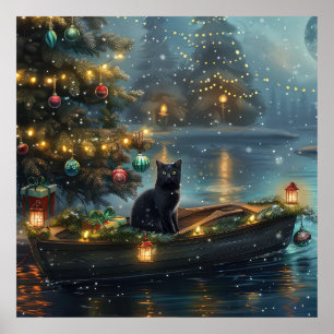 Poster Voyage festiva de gato preto