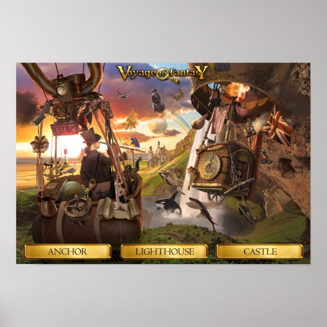 Poster Voyage to Fantasy - Balão de Ar Quente (Frente)