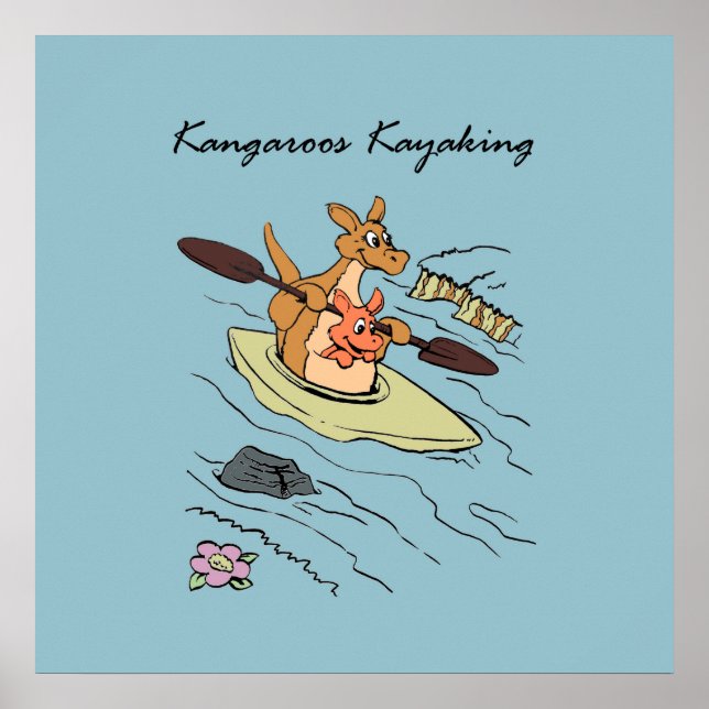 Poster Voyage Viagem Kangaroo Blue Cartoonon (Frente)