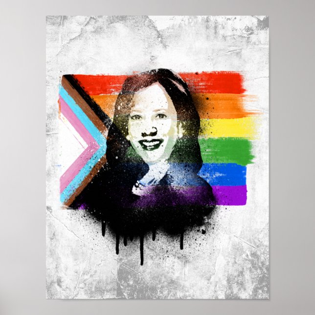 Poster VP Kamala Harris Grafite do Orgulho LGBTQ de Progr (Frente)